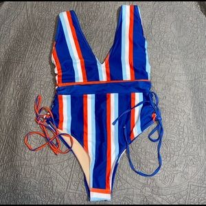 Red white and blue one piece swimsuit